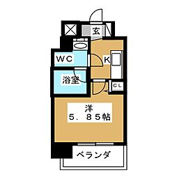 RESIDIA大森 1Kの間取図画像