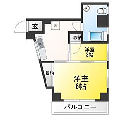 山内ビル 1DKの間取図画像