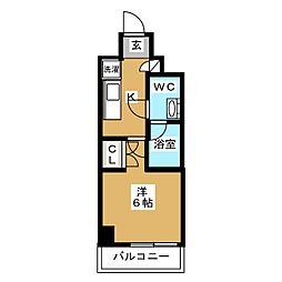 プラウドフラット蒲田2 1Kの間取図画像