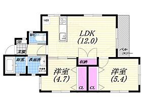 兵庫県西宮市桜町（賃貸アパート2LDK・1階・57.00㎡） その2