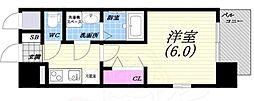 Osaka Metro四つ橋線 岸里駅 徒歩4分の賃貸マンション 6階1Kの間取り