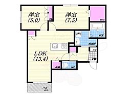 JR東海道・山陽本線 甲子園口駅 徒歩9分の賃貸マンション 1階2LDKの間取り