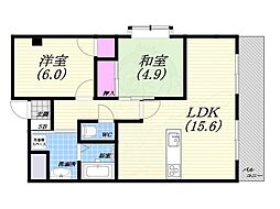 アーデンハウス菊谷 2LDKの間取図画像