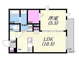 JR東海道・山陽本線 甲子園口駅 徒歩3分の賃貸マンション 1階1LDKの間取り