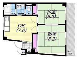 翠光ハイツ 2LDKの間取図画像