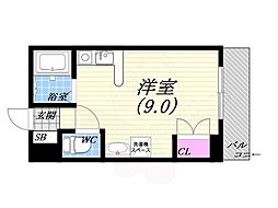 ロイヤルハイツ夙川 ワンルームの間取図画像