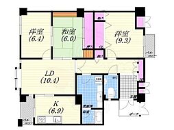 白鷹松下町マンション 3LDKの間取図画像