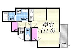 カサ苦楽園 ワンルームの間取図画像