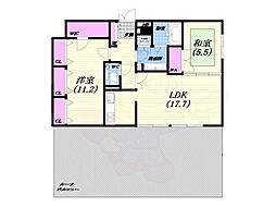 デ・リードヴィンテージ芦屋川山手光風館 2LDKの間取図画像