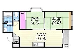 西宮ルモン 2LDKの間取図画像