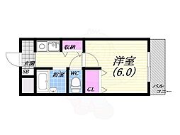 ヴィヴァント西宮 1Kの間取図画像