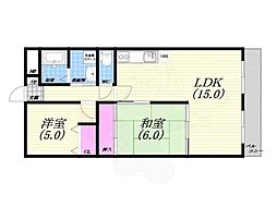 夙川喜一マンション 2LDKの間取図画像