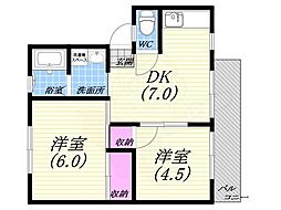 アーバンアゼリア 2DKの間取図画像