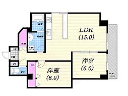 竹園マンション 2LDKの間取図画像