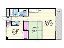シェリール苦楽園1 2LDKの間取図画像