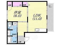 シャレオ上大市 1LDKの間取図画像