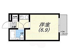 べルトピア西宮 1Kの間取図画像