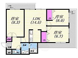 大谷町アネックス 3LDKの間取図画像