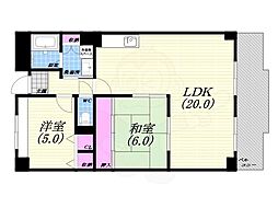 ポルト西宮 2LDKの間取図画像