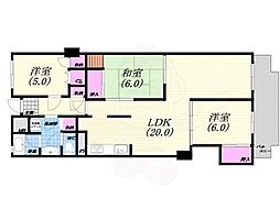 グランドハイツ甲陽園 3LDKの間取図画像