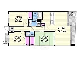 フォルム北夙川 3LDKの間取図画像