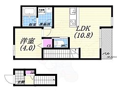 セレーノ津門綾羽 1LDKの間取図画像