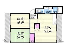 芦屋東山プリンス 2LDKの間取図画像