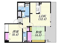 白鷹苦楽園マンション 2LDKの間取図画像