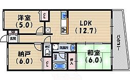 レヴィール甲陽園 2LDKの間取図画像