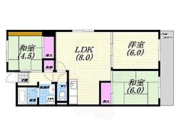 サンヒルズ芦屋2 3LDKの間取図画像