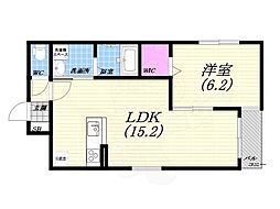 西宮市今津山中町新築アパート 1LDKの間取図画像