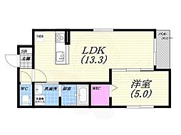 西宮市今津山中町新築アパート 1LDKの間取図画像