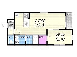 西宮市今津山中町新築アパート 1LDKの間取図画像