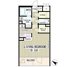 cubicM 3階1Kの間取り