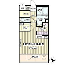 cubicM 3階1Kの間取り