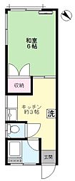 松山荘 1Kの間取図画像
