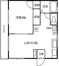 レジデンス多摩Ｃ 1階1LDKの間取り