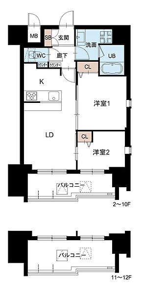 スプランディッド大山 1202｜東京都板橋区大山金井町(賃貸マンション2LDK・12階・51.46㎡)の写真 その2