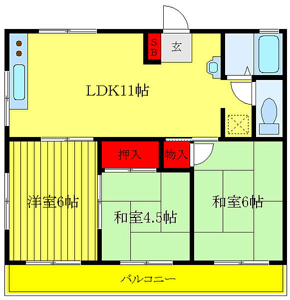 メゾン　スィーエルブルー ｜埼玉県川口市並木1丁目(賃貸マンション3LDK・3階・54.67㎡)の写真 その2