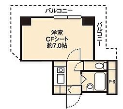 ドミール堺筋本町 1Kの間取図画像