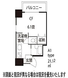 ドミール浦和 1Kの間取図画像