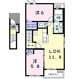 ヴィレ・ニ・カンパーニャ1 2LDKの間取図画像