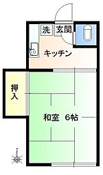 都営新宿線 大島駅 徒歩7分の賃貸アパート 2階1Kの間取り