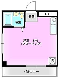 都営新宿線 西大島駅 徒歩1分の賃貸マンション 2階ワンルームの間取り