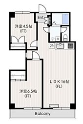 東急田園都市線 高津駅 徒歩14分の賃貸マンション 2階2LDKの間取り