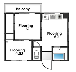内山マンション 2DKの間取図画像