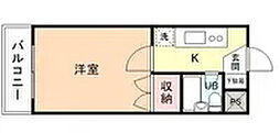 パープルハイム 1Kの間取図画像