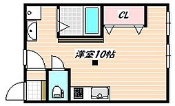JR総武線 下総中山駅 徒歩9分の賃貸アパート 2階ワンルームの間取り