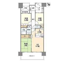 東京メトロ東西線 妙典駅 徒歩6分の賃貸マンション 5階2LDKの間取り