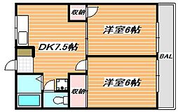 東京メトロ東西線 南行徳駅 徒歩14分の賃貸アパート 1階2DKの間取り